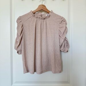 Walter Baker Ruffled Sleeve Sparkle Top in Blush Pink